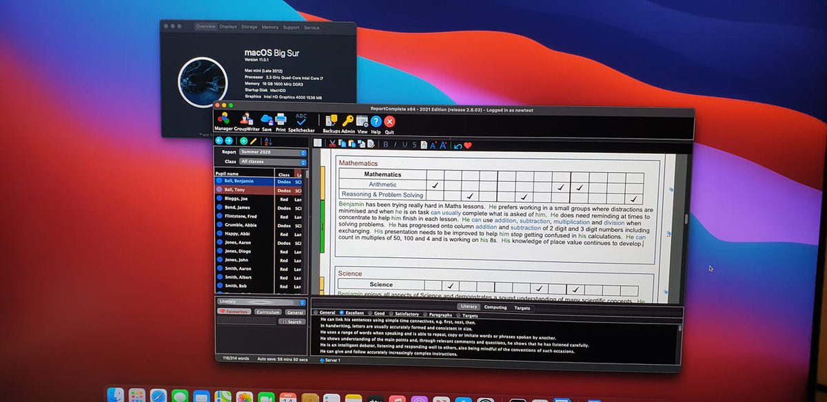 ReportComplete's tweet image. Tested ReportComplete on MacOS Big Sur, looks like all works fine...

#macOs #BigSur #primary #teachers #school #Apple