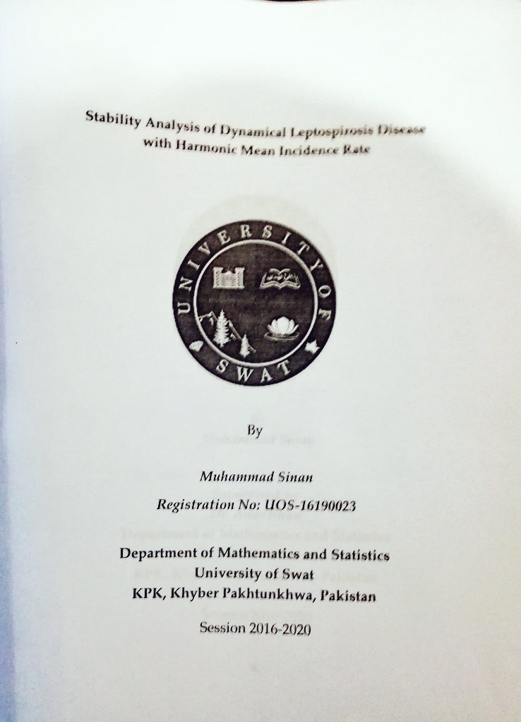 imuhammadsinan's tweet photo. My thesis, final year project was based on Mathematical Biology (Applied Mathematics).
#epitwitter @AcademiaKind @HarvardEpi @ACReviewofBooks @OpenAcademics
@AcademicChatter
#AcademicTwitter #Academia #AcademicChatter @SMB_MathBiology @smb_imin @mathematicsprof #mathtwitter https://t.co/L80hPPW5wi