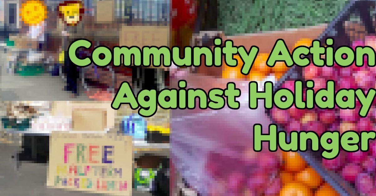 Thanks again to everyone who helped take community action against holiday hunger to #ENDCHILDFOODPOVERTY 🧡💕 We gave out nearly 800 lunches, loads of groceries on Friday + filled the phoneboxes around 30 times! We're still distributing food every week - get in touch to help! 💛