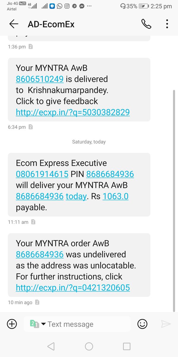 Krishna121111's tweet photo. @myntra क्या मैं मान लू की आपकी सर्विस घटिया है !
या फिर चतुयो को भर्ती कर लिया है अपनी कंपनी में !
वो जब चाहे आर्डर कैंसिल कर दे 4 दिन पहले एक आर्डर कैंसिल किया है और आज फिर एक https://t.co/Nrs5a0MAdg