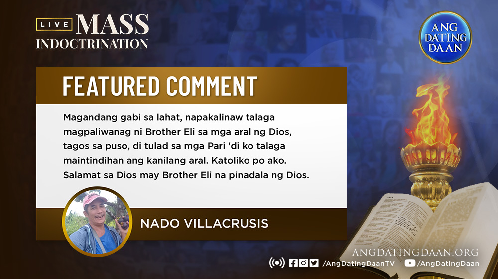 AngDatingDaanTV's tweet photo. What makes Ang Dating Daan’s Mass Indoctrination different?

Read the reactions and comments of our guests last week and see for yourself. 

#PureDoctrinesOfChrist https://t.co/inOEvgE3vc