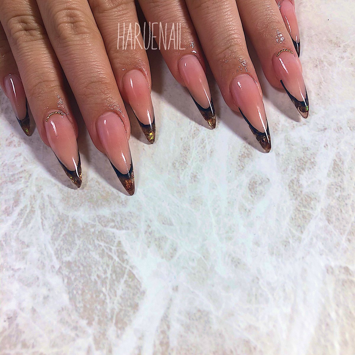 Harue デザインスカルプ デザスカ デザインスカルプ スカルプネイル 秋ネイル 冬ネイル Haruenail バーチャルフレンチ Nails Nailart ロングネイル ロングスカルプ