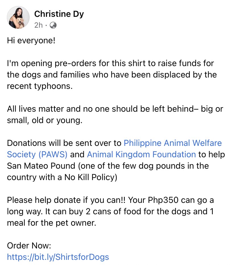 kthlnczn's tweet photo. hello! i just saw this in FB and wanted to share here, they sell this ADORABLE dog shirt for only 350 which will be donated to the victims (both humans and dogs) of the typhoon. the link for the order form is: https://t.co/JX19GGZzoX https://t.co/CNaHsvz02K