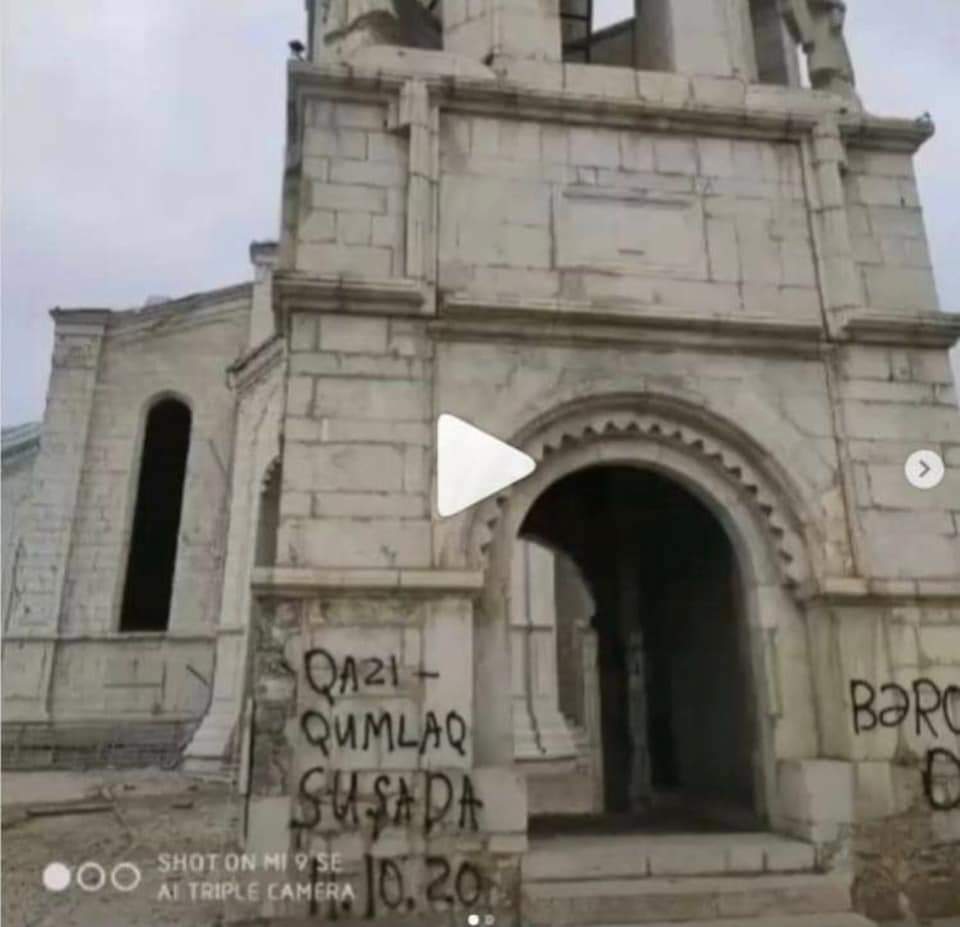 tatevos_arm's tweet photo. Azerbaijanis stepped in #Shushi &amp; started the desecration of Armenian cathedral which they had bombed 2 times earlier. @UNESCO @UNArmenia when we were warning, you kept silent. Now act! Stop Vandalism! 
@CNN @ABC @Telegraph @Reuters @AJEnglish @nytimes @lemondefr @Le_Figaro https://t.co/9cLMKK4QKQ