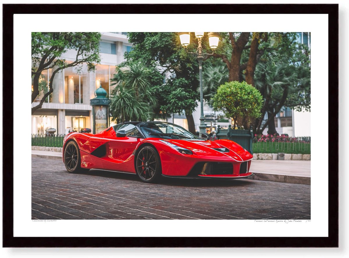 Limited100HQ's tweet photo. We are proud to commission "Ferrari #LaFerrari Aperta in #Monaco" by João Meneses Photography, which is available exclusively at Limited100: https://t.co/nFsv36qo0q #mancave #mancaveideas #mancaveinspiration #mancaveinspo #wallartforsale #wallart https://t.co/EjQjfQQscM