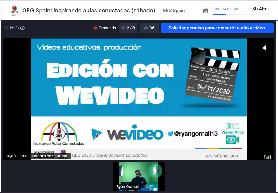 begocarramolino's tweet photo. Empezamos sesión de aprendizaje sobre @WeVideo con @ryangornall13 en @GEGSpain Inspirando #AulasConectadas @GoogleForEdu @GonzaloETC 
Ilusionada por aprender más para mi alumnado y profes de @CesStaMAngeles 
Gracias!!! https://t.co/eihdM29ulz