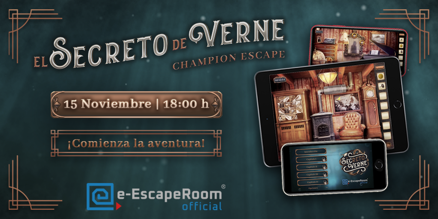 EEscaperoom's tweet photo. ¡Ya queda nada para que empiece la competición! 
Mañana arranca “El Secreto de Verne”. 

Si estás inscrit@, atent@ a tu e-mail. Recibirás las últimas indicaciones para que durante el Campeonato todo se desarrolle correctamente.

¡Esperamos que disfrutéis al máximo del reto! https://t.co/qMCFE8TOWS