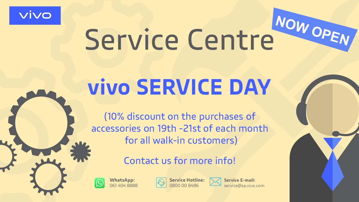 Vivomobile_SA's tweet photo. Being part of the #vivofam has its perks! Come through to our #vivoService Centre in Woodmead on the 19-21st of each month and enjoy 10% all accessories!

Contact us now
service@sa.vivo.com

Ground Floor, Building 25
The Woodlands Office Park
Sandton

#vivoSA https://t.co/OD2cUzByzL