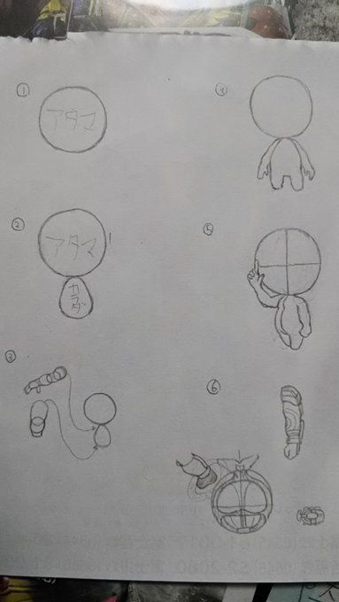 以前フォロワーさんに描き方教えてってきてたの思い出したからやる
1 頭→ゼロワン・RXなんかは縦長
2体→卵形
3四肢→基本○の集合体
4こんな感じ
5ポーズつけるのと体と頭に中心線
6実物見ながら写していく
7完成 