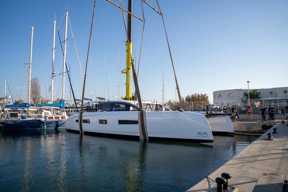 MultihullWorld's tweet photo. First launch of the latest from Outremer Catamarans - the much anticipated new Outremer 55. Looks great guys! https://t.co/xyLDkSp4SJ