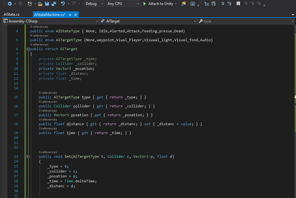 sh_ghafari's tweet photo. Today  in #unity3d class we learn about how to create #AITargetType enum , #AITarget struct ,Set method , #property in c#
#afghangirlscode
@CodeToInspire 
#gamedev https://t.co/jb8xr2kqhp