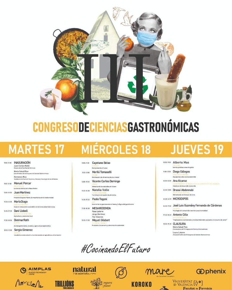 AlVelAl_4R's tweet image. El próximo martes 17 de noviembre nuestro compañero @Dietmar Roth participará en el Congreso de Ciencias Gastronómicas #CocinandoElFuturo, organizado por la Asociación de Ciencias Gastronómicas. No te lo pierdas!
