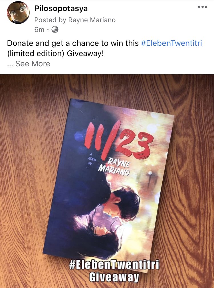 ulaaaann's tweet photo. want to get a chance to win your own #ElebenTwentitri limited edition book? panregalo rin ito for your loved ones! malapit na christmas, o.
how to join the giveaway? for details, visit my fb page: Pilosopotasya. until Nov 16 po ito. even small amount matters! THANK YOU! ✨ https://t.co/rPDl33hqvk