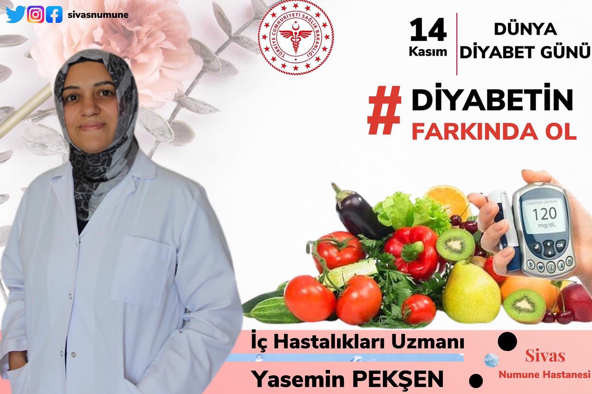 Sivas_Num_Hast's tweet photo. Diyabet hastaları, uzmanların belirlediği beslenme programına uyarak ve düzenli fiziksel aktivite yaparak sağlıklı bir yaşam sürebilir. 

#sağlıkbakanlığı #sivas #sivasnumune https://t.co/Ptmlb03tQB