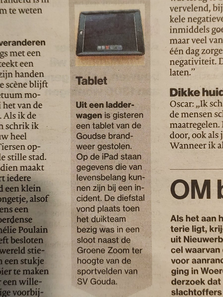EricVerhoeff's tweet photo. Triest 😔 @ADnl @Brandweer_NL Je zou bijna gaan hopen dat de dief zijn leven gered moet worden door de brandweer. En dat het niet lukt omdat de tablet is gejat. https://t.co/PZVsUAUe9J