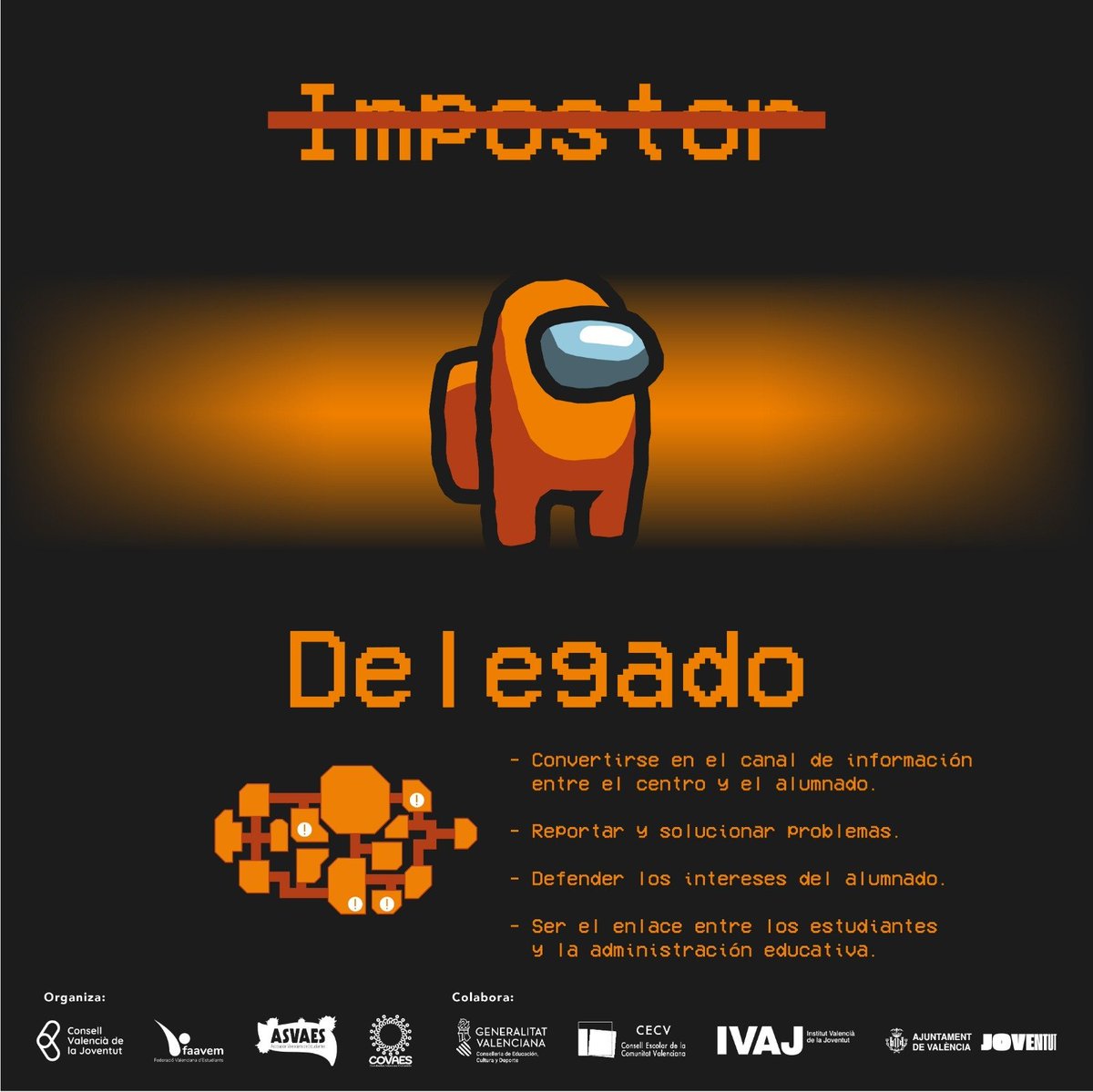 ❓ Tu també has sigut seleccionada?

👉🏽 Participa com a delegada del teu centre educatiu i defensa els teus interessos i els de les teues companyes en el I Consultori de l'Alumnat. Construïm un espai de decisió i veu per a tot l’alumnat del territori.   

🙋🏽‍♀️ Fes-te delegada!