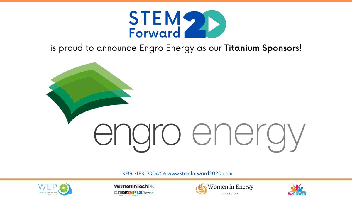 PkWomenInEnergy's tweet photo. We are ecstatic to share that #EngroEnergy is our Sponsor for #STEMforward2020! β‘οΈπ
Our team is keen to continue our engagement with #EngroEnergy to work towards a more inclusive #energy workforce in π΅π°
Register to meet their reps at https://t.co/OnE4ek9v43
#STEMForwardPakistan https://t.co/z0E5v1muEW