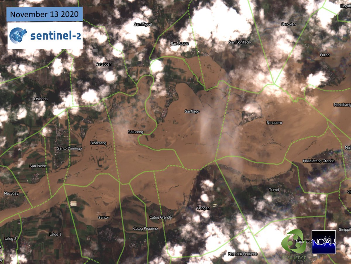 nababaha's tweet photo. Flooded barangays in Isabela. #UlyssessPH 

Sana makatulong sa rescue operations. Higher resolution images can be found here:  https://t.co/XPxYOY9KfV

Special thanks to Carmille Marie Escape and Sentinel #OpenData. https://t.co/QzDGUmu0Qb