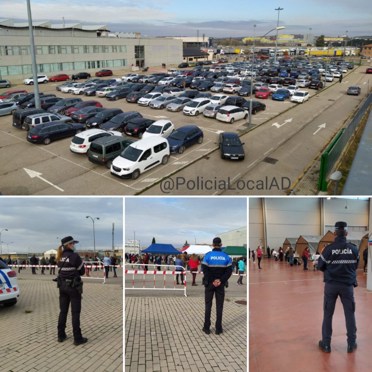 PoliciaLocalAD's tweet photo. Buena respuesta de los ciudadanos arandinos que se están acercando al recinto ferial. Se ha trabajado intensamente esta semana para que salga todo bien. Sólo tienes que tener un poco de #paciencia. Las personas con necesidades especiales tienen accesos preferentes. #Gracias https://t.co/jEmMssTn1z