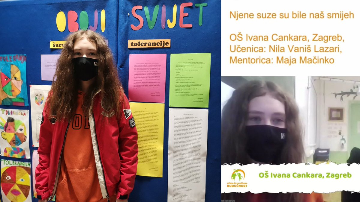 cankarica's tweet photo. The work of our student was declared one of the best works in the Oboji svijet šarenim bojama tolerancije competition in Croatia. Nila presented her work at an online conference. Well done, Nila! Cankarica is proud.
#cankarica #civiceducation #tolerance https://t.co/TIyJ3NN5NQ
