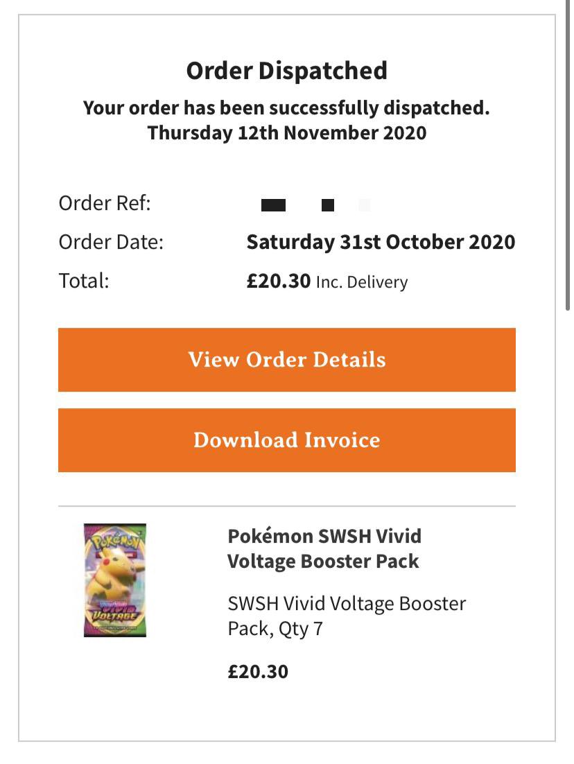 _sanch_z's tweet photo. Hey @magicmadhouse , I’ve just received my order of what I thought was going to be 7 Vivid Voltage packs, and to my great disappointment I have only received 6. How will this be rectified? https://t.co/b8GqOHCnLJ