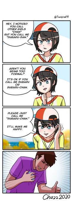 Subaru-chan 4koma. (Added Hololive logo to Overseas guy.)

#プロテインザスバル 