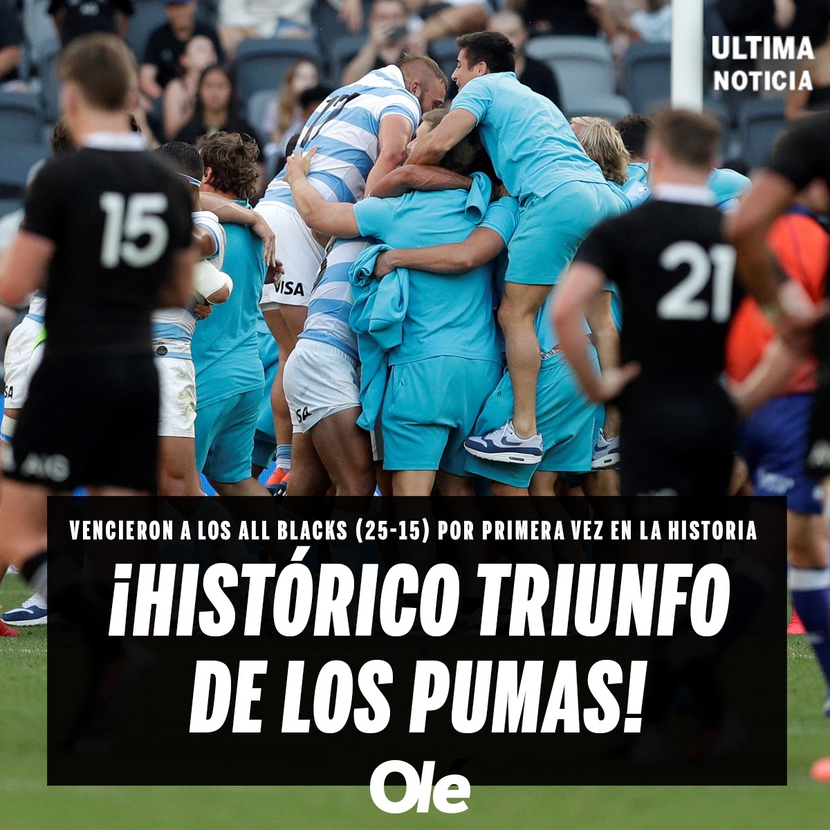 🇦🇷 ¡HAZAÑA DE LOS PUMAS!
▫️
Para los libros del deporte nacional: Argentina le ganó a Nueva Zelanda por primera vez en la historia. Un 25-15 inolvidable en Sídney en el debut de la Selección en el Tri Nations. Nico Sánchez hizo todos los puntos.