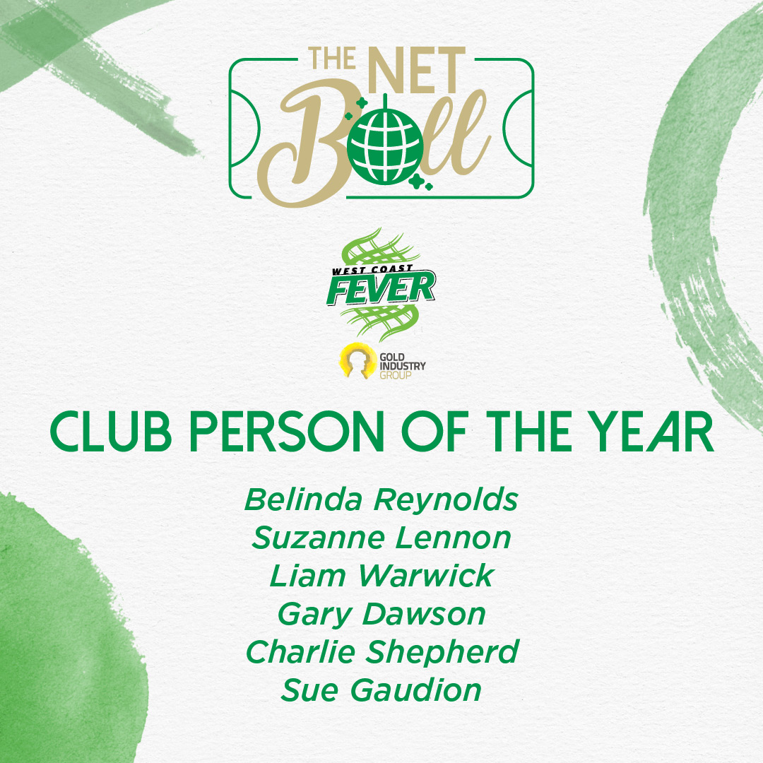 WestCoastFever's tweet photo. With 2020 presenting significant challenges, Fever has decided to transform the ‘Club Person of the Year’ award to the ‘Club People of the Year’, which goes to Belinda Reynolds, Suzanne Lennon, Liam Warwick, Gary Dawson, Charlie Shepherd and Sue Gaudion. #TheNETBall https://t.co/CBV0RY53Bn