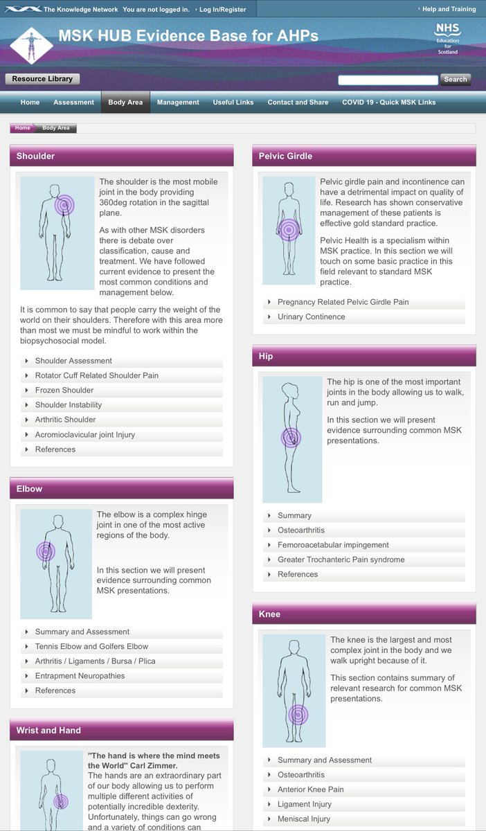 'MSK HUB Evidence Base for AHPs' http://knowledge.scot.nhs.uk/musculoskeleta … @HubMsk