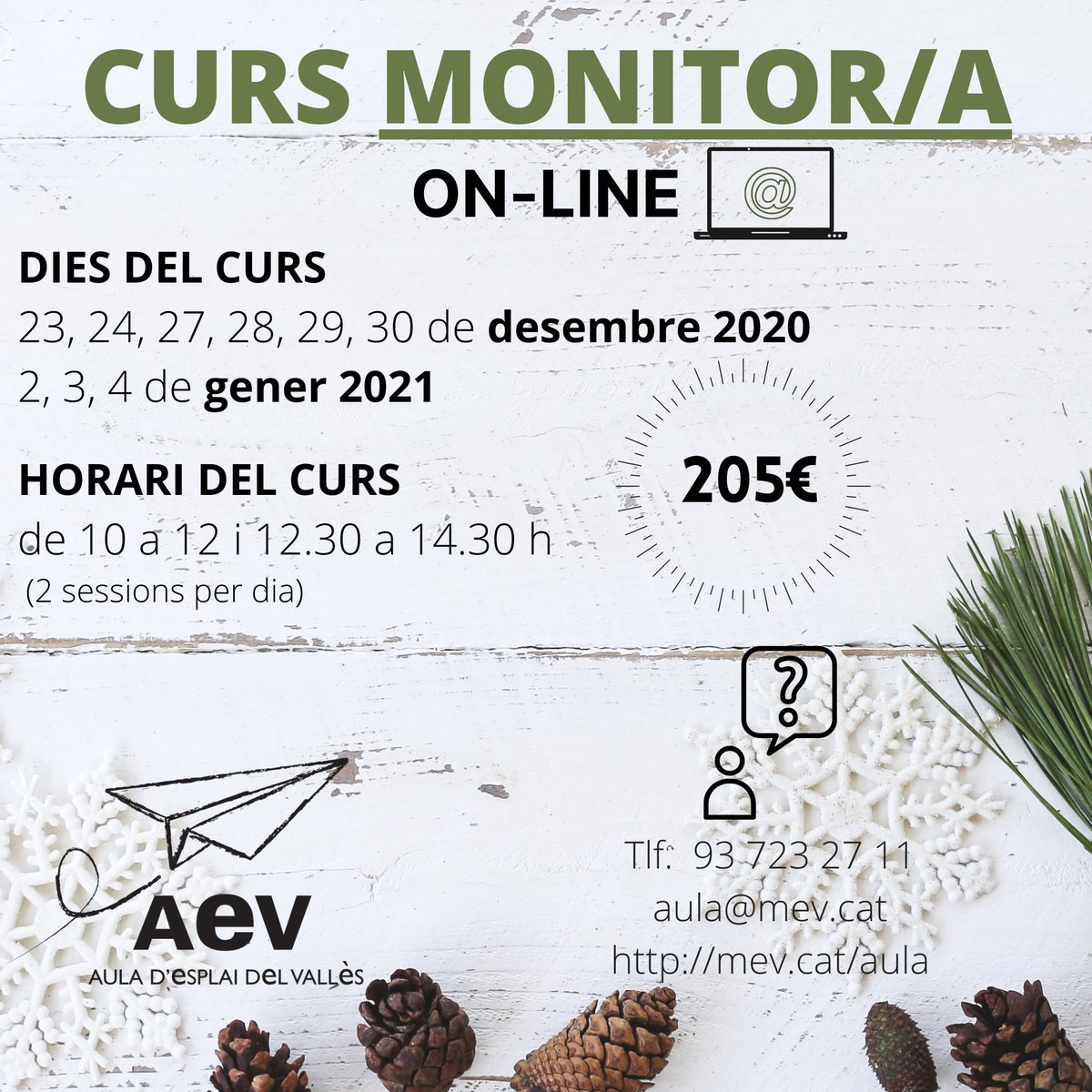 aev_Valles's tweet photo. Sortegem una matrícula per a un dels cursos d'hivern!🔝 Pots participar fins al dijous 19 de novembre a les 22 h. Divendres 20 de novembre publicarem el guanyador/a!!!👀 (Concurs només per Instagram) https://t.co/uTcoEXnA7F