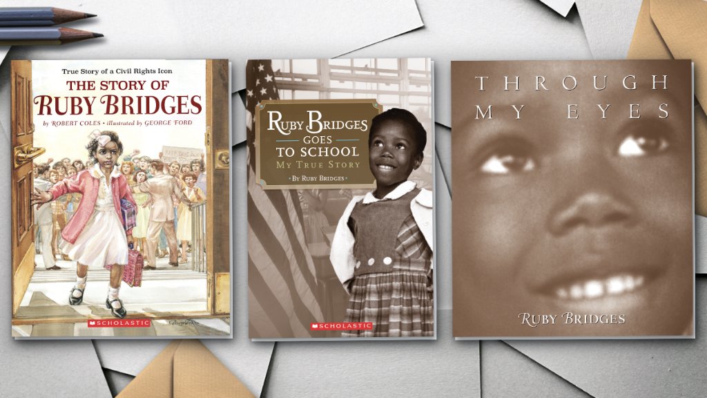 Scholastic's tweet image. It's #RubyBridges day! Sixity years ago today, six-year-old Ruby Bridges changed history by helping integrate Louisiana's school system. Learn more about her story here: bit.ly/3eYsWEJ