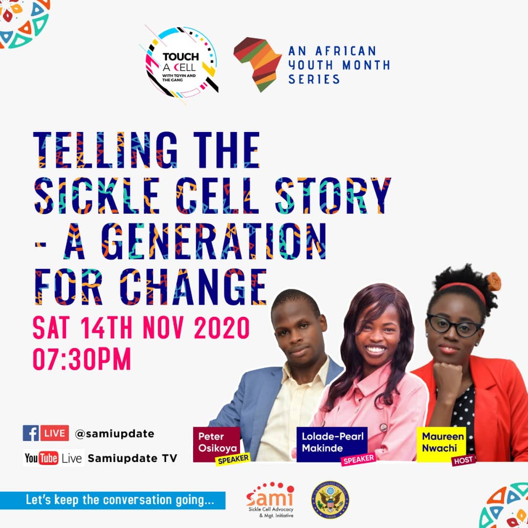 yomioyelami's tweet photo. My personal people @nwachimaureen @IamPeterOsikoya @Made_by_SCD will be live in 3 hours to discuss how their stories is causing change for #SickleCell in #Africa
It's @_AfricanUnion
#Youth month series on #TouchACell
Make we join bodi watch them on FB: @SAMIupdate, you hearπ https://t.co/NtZTzz1qa0