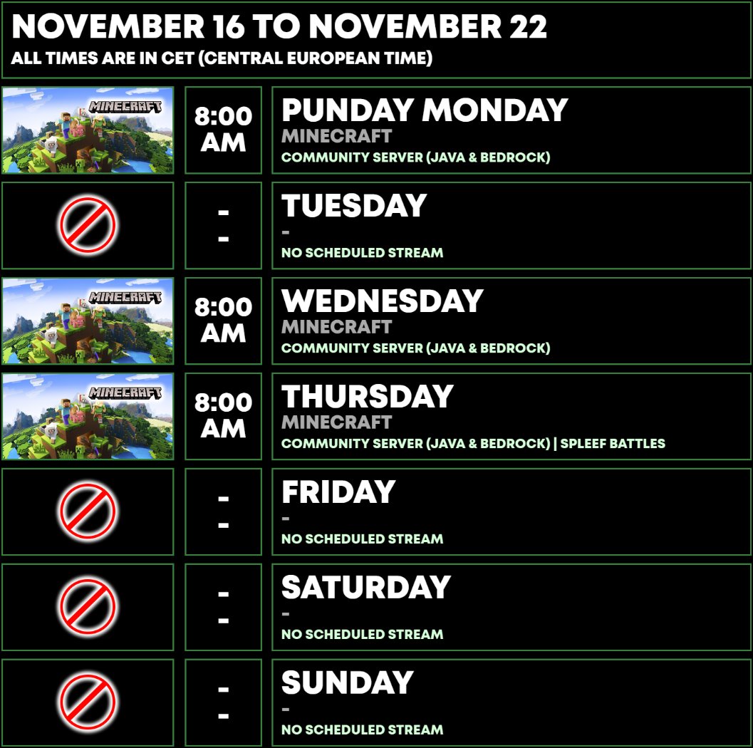 BoterhamTTV's tweet photo. November 16 to November 22 @ 8AM

I'm sort of back but in a different fashion.
Life is still a ball of stress but the boredom is getting to me.
I'm coming back on Mon, Wed and Thu for the time being!

I missed you all. ❤️

https://t.co/Ghf5vbwa8S
https://t.co/oqBZTwlwHJ https://t.co/O41LAqJcmC