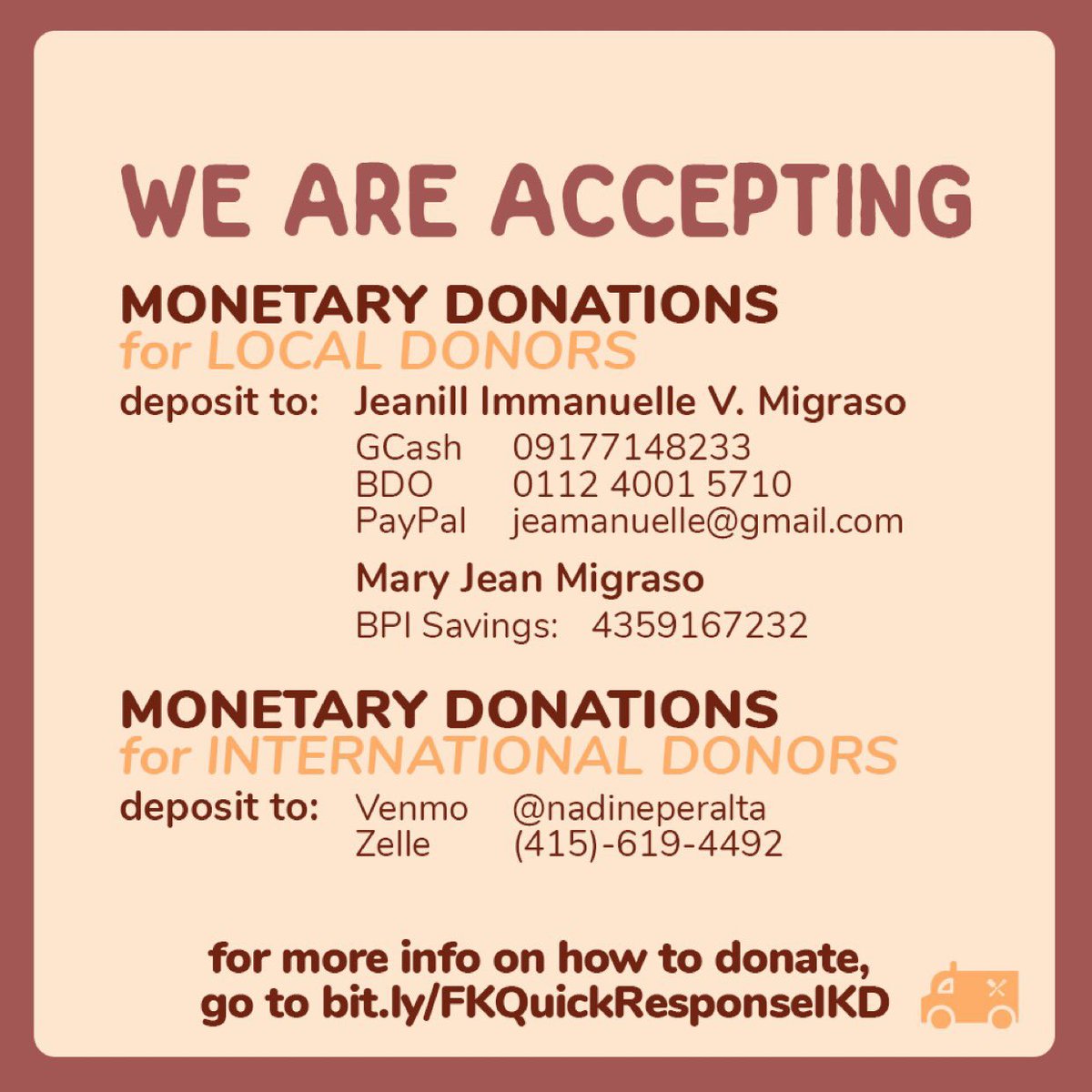 Donated P1000 to FKQuickresponeKD ( @_fayelle) for rescuers and victims of  #UlyssesPH. Match me.