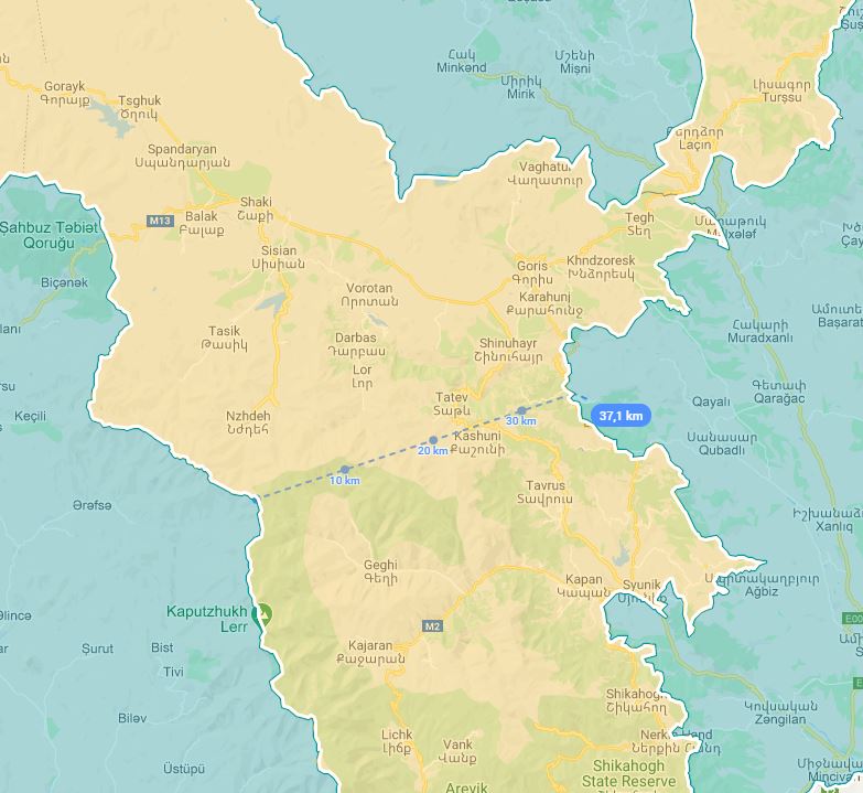 1. Tunnel between the district of Qubadlı and Nakhchevan. Already has already accepted to offer a communications between this sides on AR. But AZ can be interested in building a 40 km long tunnel under AR's mountains that would be their part of their sovereign territory. (17/n)