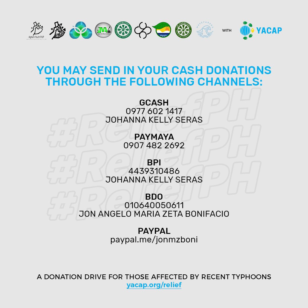 Donated P1000 to  @YACAPhilippines  #ReliefPH to aid those affected by both typhoons  #RollyPH and  #UlyssesPH. Match me.