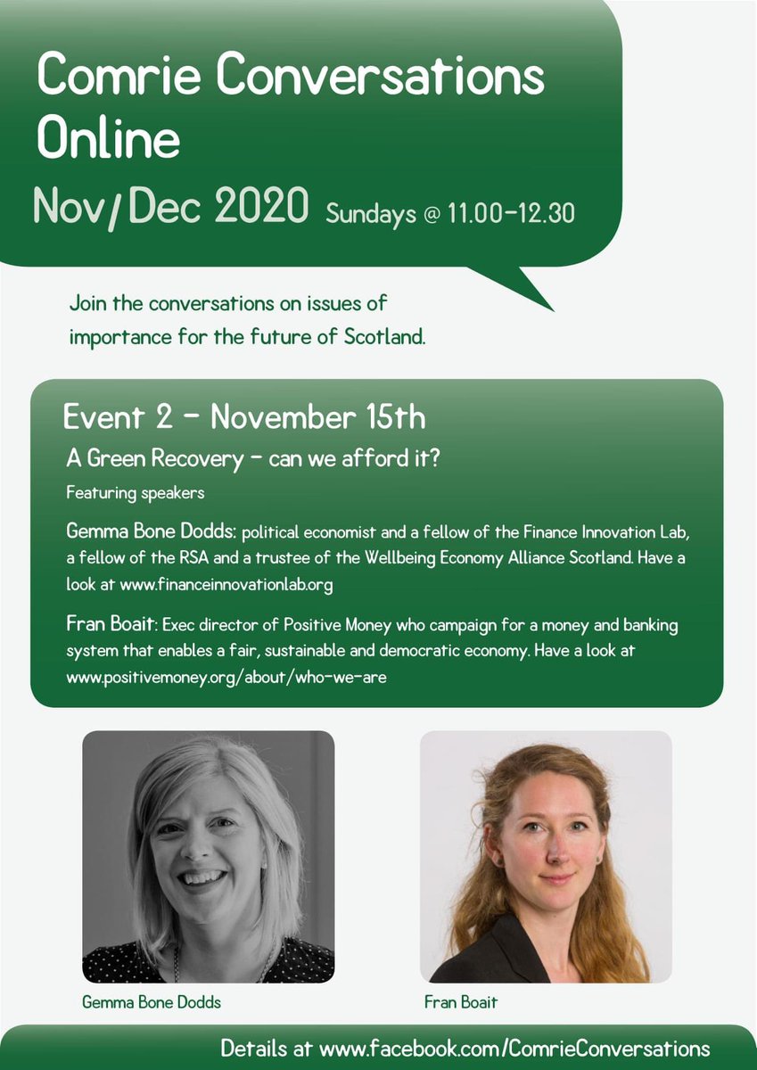 ComrieChats's tweet photo. Can we afford a Green Recovery? Does the magic money tree really exist? Can we 'invest' our way to a sustainable future? Looking forward to the next #ComrieConversations with two fascinating presenters with an innovative take on how we can fund the future our kids need. https://t.co/BIVuv77Iso