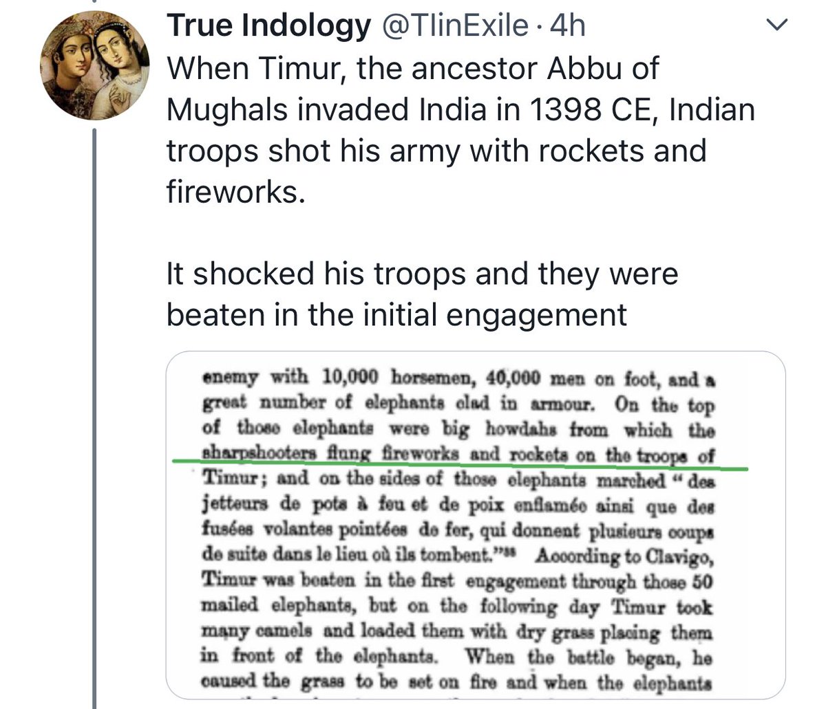 Actually, Timur was already aware of the use of incendiary weapons before he fought the Sultan of Delhi and his forces. The Tughlaqs - known for their defensive formations - were in their decline.In any case, Timur had already used explosive mines at Bhatnair.