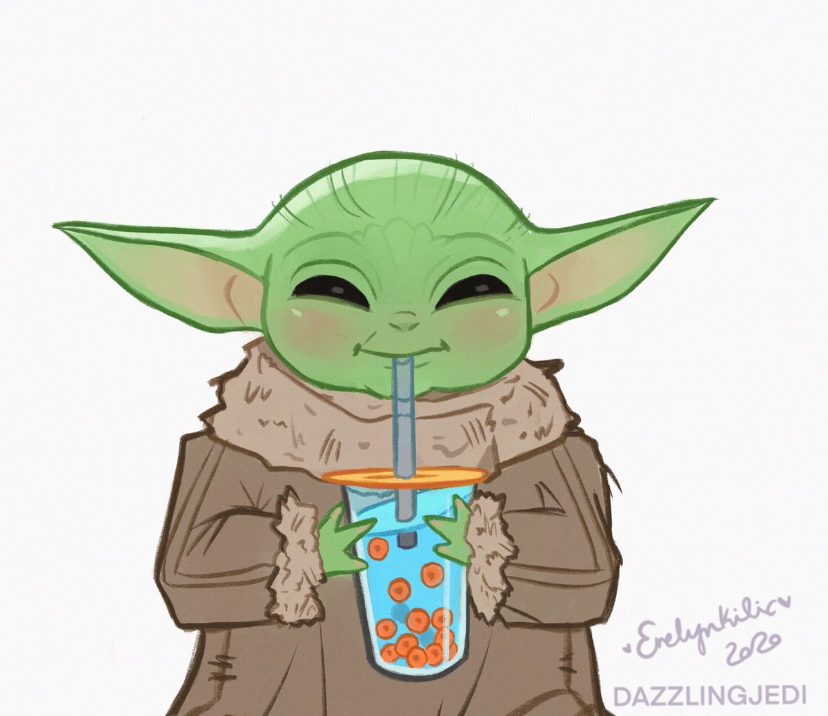 Baby Yoda and his bubble tea 