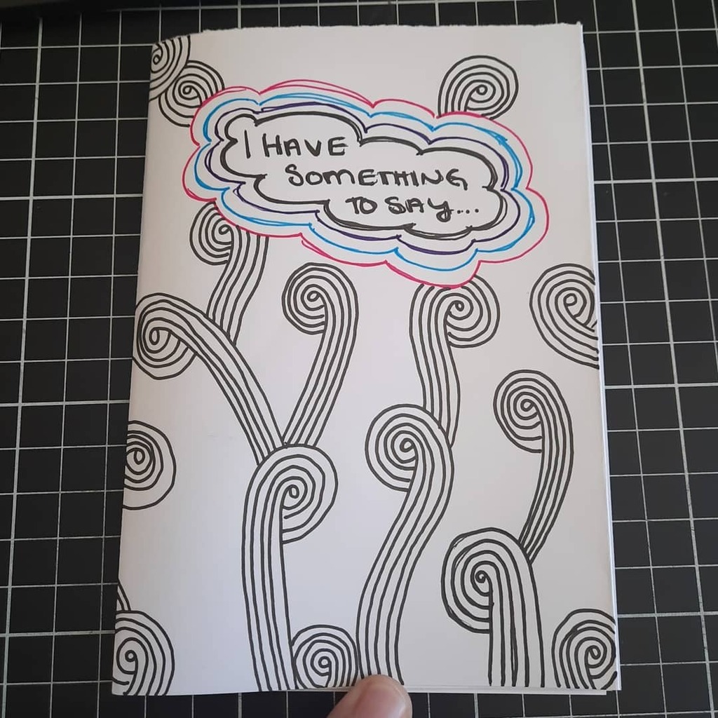 Happy ZineWriMo day fourteen! Yes, I'm still at it with the swirls. Hahaha. Today is a day for making a zine that is for you and only you. I'm only showing the cover of this one as the insides are just for me and include some things I needed to get off m… instagr.am/p/CHkf2nvgIbM/