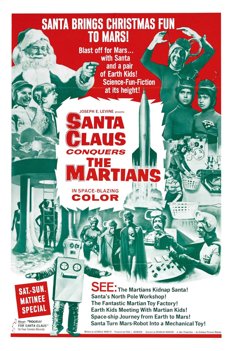 dmathches's tweet photo. The awesomely bad SANTA CLAUS CONQUERS THE MARTIANS was released #OTD in 1964. #mts3k https://t.co/M0NUTAFeTr
