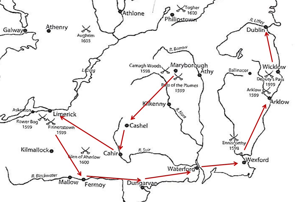 En el mes de mayo el conde de Essex inició una campaña que se alargaría hasta el mes de julio y que tenía por objetivo pacificar la provincia de Munster.
