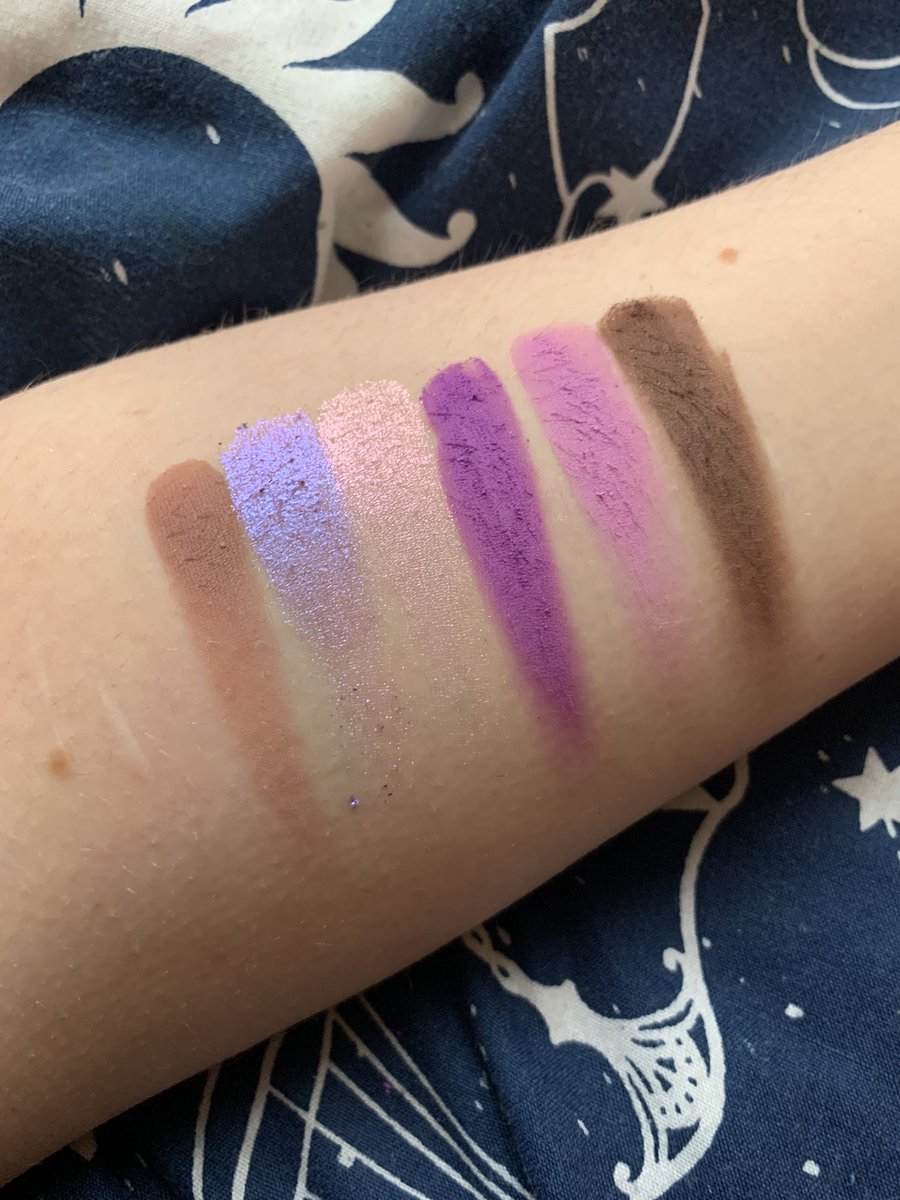 1. Kaleidos Lunar Lavender palette2 & 3. All Kaleidos shadows swatched- from Cyber Bronze, Astro Pink, Electro Turquoise & Lunar Lavender