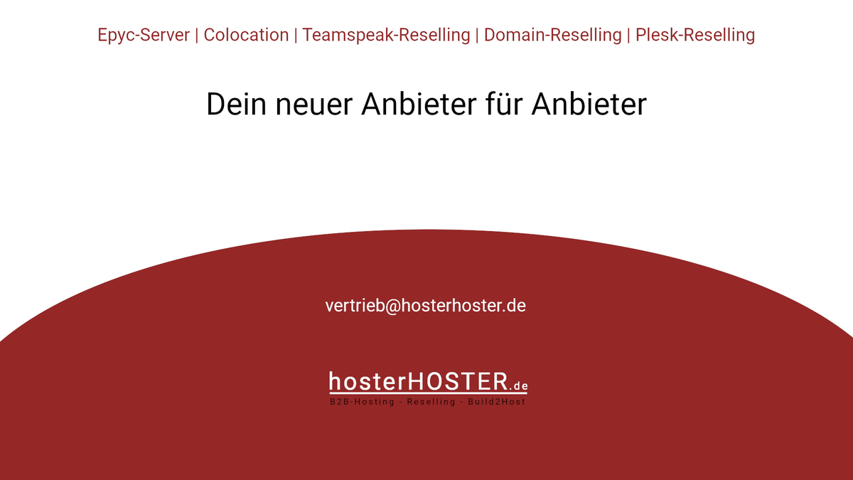 hosterHOSTER1's tweet photo. NEUERÖFFNUNG 🥳

Du möchtest ein Unternehmen im Hostingbereich gründen und weist nicht, wie du starten sollst?

#Epyc-#Server als V-Host
#Teamspeak-Resellerinstanz
#günstige #Plesklizenz
#Domains
u.s.w.

Kontakt: vertrieb@hosterhoster.de
Tel.: folgt
Discord: folgt https://t.co/Yt9edMxXIQ