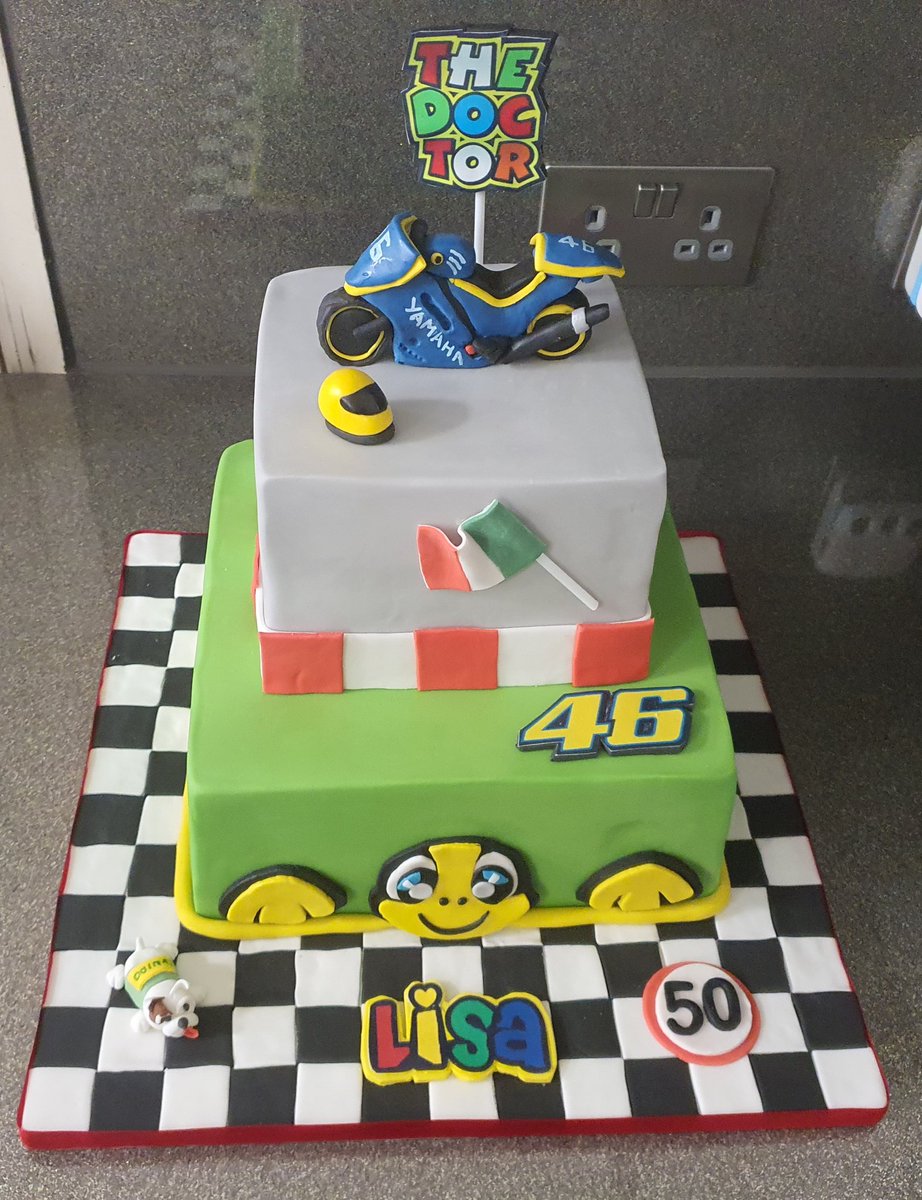 ChiversSteve's tweet photo. @suziperry @ValeYellow46 @btsportmotogp wife's 50th birthday today, and a VR46 fan. What else could the cake have been 😎👍 https://t.co/BEHxB98Wzg