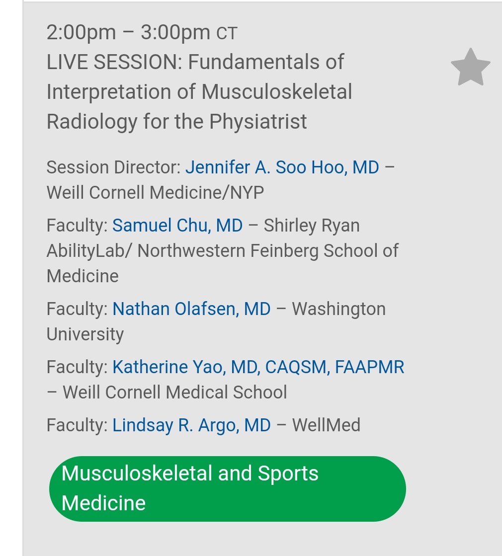 Jennifer Soo Hoo, MD (@jensoohoomd) on Twitter photo Want to learn or get a refresher on how to interpret shoulder and knee x-rays and MRIs?! Join our #AAPMR2020 LIVE session TOMORROW, Sunday, 11/15 at 2 pm CT with <a href="/SamuelChuMD/">Sam Chu</a> <a href="/LindsayRameyMD/">Lindsay Ramey, MD</a> <a href="/NATO185/">Nate Olafsen</a> and KatherineYaoMD!! <a href="/AAPMR/">AAPM&R News</a> #physiatry #virtuallearning Want to learn or get a refresher on how to interpret shoulder and knee x-rays and MRIs?! Join our #AAPMR2020 LIVE session TOMORROW, Sunday, 11/15 at 2 pm CT with <a href="/SamuelChuMD/">Sam Chu</a> <a href="/LindsayRameyMD/">Lindsay Ramey, MD</a> <a href="/NATO185/">Nate Olafsen</a> and KatherineYaoMD!! <a href="/AAPMR/">AAPM&R News</a> #physiatry #virtuallearning