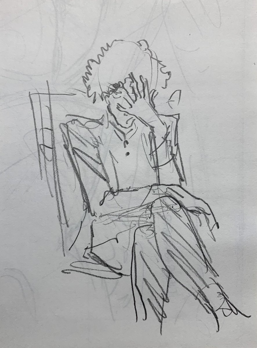 1枚目、とあるミュージシャン。2枚目、ダイエットした足の長いおじさん。三枚目、シュワちゃん。仕事の合間にこんな落書きをしてます。 