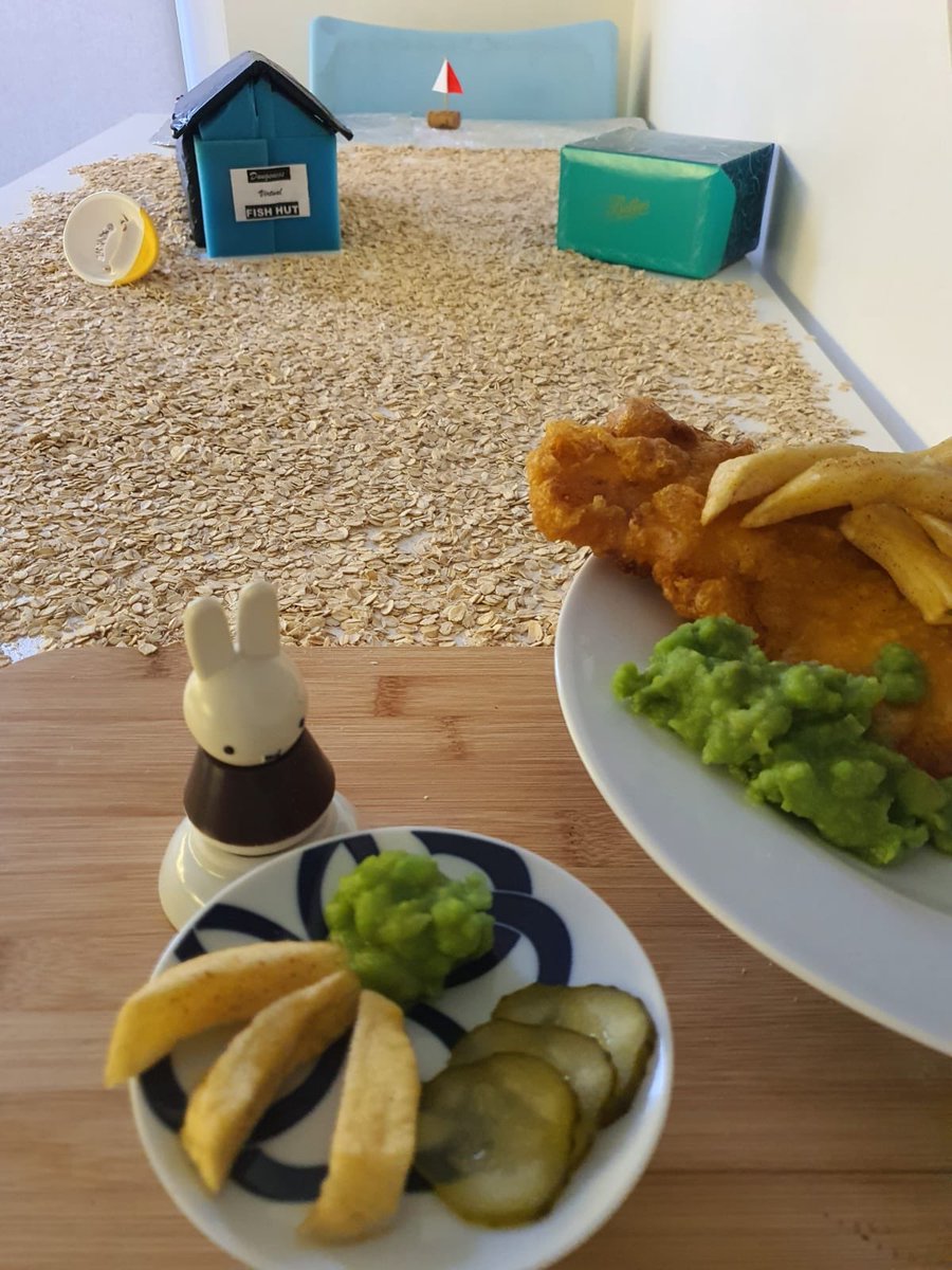My virtual holiday in Dungeness: Day 6. After a lazy morning pottering about, we’re just enjoying a spot of lunch with Miffy before travelling home later today (we’re not being stingy with the fish and chips by the way - rabbits are vegetarian!).