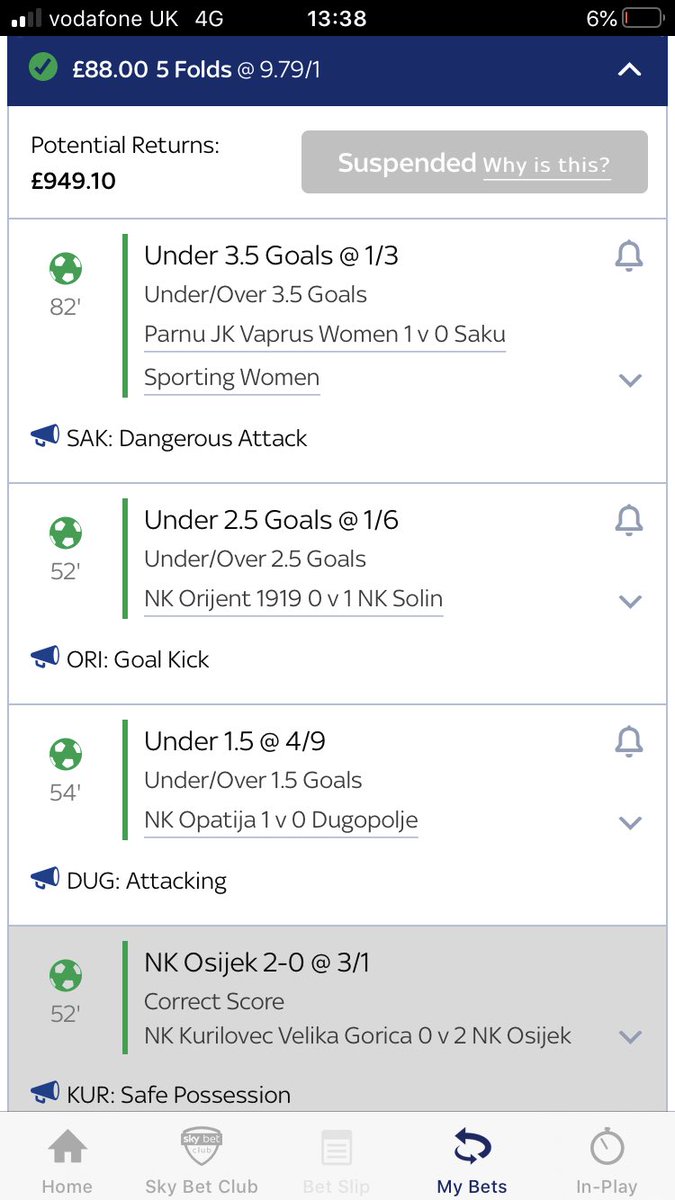 RyanGunerJames's tweet photo. @SkyBet I tried cashing out but it was suspended the entire time on my bet but on the game itself it wasn’t. https://t.co/WmxLhiF42d