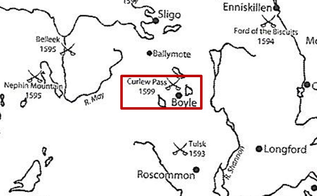 A ese factor, hay que añadirle que el día 15 de agosto el ejército del representante de la Corona en Connacht, Sir Conyers Clifford, había sido aniquilado en una emboscada del ejército de Hugh O’Donnell en Curlew Pass, cerca de Boyle, perdiendo la mayor parte de su ejército.